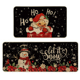 Tapete de cocina Tikeciti con Papá Noel y copos de nieve, antideslizante para cocinas