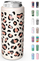 TILUCK Skinny Can Cooler Leopardo mantiene fría la lata 12 oz