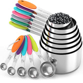 TILUCK tazas de medición en acero inoxidable, lectura clara para cocinar con precisión.