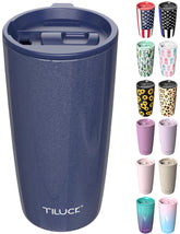 TILUCK tumbler 20 onzas con tapa GlitterNavy, ideal para beber en movimiento