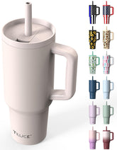 Vaso térmico TILUCK de 40 onzas con asa, fácil de transportar y mantener fría la bebida.