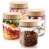 Tinaforld frasco de vidrio con tapa de bambú para almacenamiento reutilizable de 16oz.
