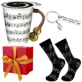 Tioncy taza cerámica con asa de guitarra y motivos musicales para momentos de café inspiradores