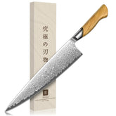 Cuchillo Tivoli Gyuto japonés de 10 pulgadas con hoja damasco para cortes precisos.
