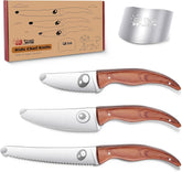 Cuchillos infantiles TIVOLI con guardia de dedo para seguridad al cortar frutas.