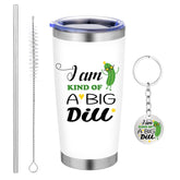 Vaso TLY Pepinillo 20 onzas de acero inoxidable con pajilla para bebidas frías.