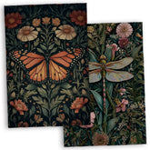 Toallas TNUW de cocina vintage con mariposa y libélula; secado suave y con estilo.