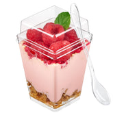 TOFLEN copas postre 5oz con tapa alta, presentación elegante para eventos