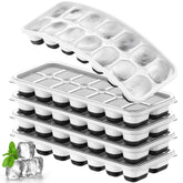 Tohsssik bandejas apilables con tapa para hielo, organización del congelador.