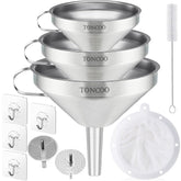 Toncoo embudo acero inoxidable 5-7 pulgadas con mango lateral para verter con control.