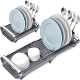 TOOLF secador de platos extensible para ahorrar espacio en la cocina.