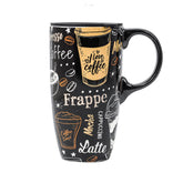 Topadorn taza cerámica de viaje con asa, agarre cómodo para desplazamientos.