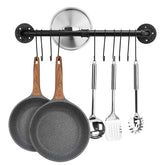 Toplife colgador de pared para ollas con 10 ganchos, organización eficiente en la cocina.