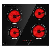TOPWISH placa ceramica 24 pulgadas, cuatro fuegos para cocción rápida.