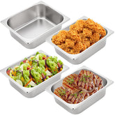 Bandeja TOPZEA hotel 1/2 tamaño, acero inoxidable, 4 pulgadas de profundidad, ideal para buffet.
