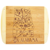 Totally Bamboo Alabama: mapa grabado en tabla de cortar, ideal para servir y decorar