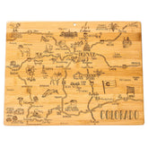 Totally Bamboo tabla Colorado destino, mapa de ciudades grabado, ideal para cortar y servir