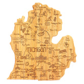 Tabla Totally Bamboo con mapa de Michigan para servir aperitivos con estilo.
