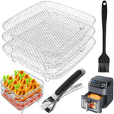 Bandejas apilables de TQEONKL para freidora, tres niveles para cocinar por separado.