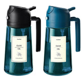 TrendPlain pulverizador de aceite de oliva en vidrio azul, 470 ml, para rociado controlado.
