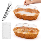 Cesta de pan ovalada de Trez Treamer con tapa acrílica para pan fresco.
