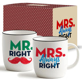 Tazas Triple Gifffted Mr Right y Mrs Always Right en regalo, listas para sorprender