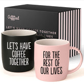 Triple Gifffted tazas café juntas, para desayunos compartidos entre parejas.