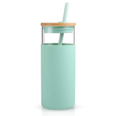 Vaso Tronco cristal 20oz con tapa y pajilla, ideal para bebidas frías.