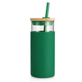 Vaso Tronco de vidrio 20 onzas con tapa y pajilla, ideal para bebidas en casa