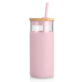 Vaso Tronco con tapa y pajilla rosa, ideal para bebidas frías y sin olores