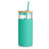 Vaso Tronco de cristal 20 oz con tapa y paja, ideal para bebidas frías.