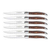 Cuchillos Trudeau Laguiole para bistec, 6 piezas con puntas serradas para cortes precisos.
