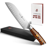 TUO Santoku 7 pulgadas: borde afilado para cortes precisos.
