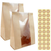 Twdrer bolsa kraft para pan con ventana frontal, facilita identificar el contenido.