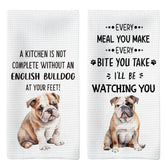 Toallas de cocina Tzhim con bulldog inglés estampado para decorar la cocina