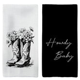 Toallas Tzhim de cocina estilo occidental con botas florales, absorbentes y duraderas.