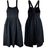 Uaussi delantal algodón mujer vintage negro, perfecto para hornear en casa.