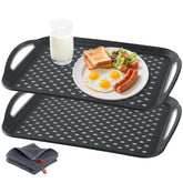 udNmlaiebot bandeja grande antideslizante con asa negra para servir comidas con estabilidad.