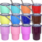 UIRZOTN vaso chupito mini 3oz con tapa y pajilla para fiestas fácil de transportar