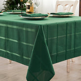 Mantel ukomiut rectangular cuadros jacquard verde bosque para mesas grandes.