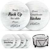 Ultimate Hostess posavasos divertidos con frases para animar reuniones.