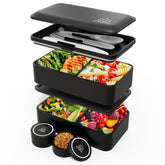 Umami Bento Box con utensilios integrados para comidas rápidas y ordenadas.