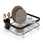 Umbra Sinkin Multi-Use, escurridor de fregadero negro-níquel, facilita secado compacto