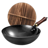 UMETRE wok de acero al carbono 13,5 pulgadas, superficie preseasonada lista para saltear.