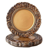 Umisriro plato cargador oro antiguo de 13 pulgadas para cenas formales.