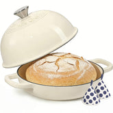 Olla Umite Chef de hierro esmaltado redonda 6 qt, retiene calor para pan crujiente.