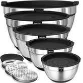 Umite Chef: cuencos de acero inoxidable con tapas herméticas para conservar ingredientes frescos.