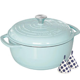 Olla Umite Chef 6QT con tapa hermética en azul para conservar jugos y sabor.