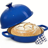 Olla Umite Chef de hierro esmaltado 6 Qt con tapa cúpula azul oscuro.