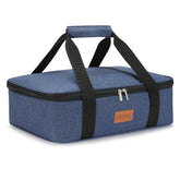 Bolsa térmica Uoxfill exterior en azul marino para transporte seguro de comidas.